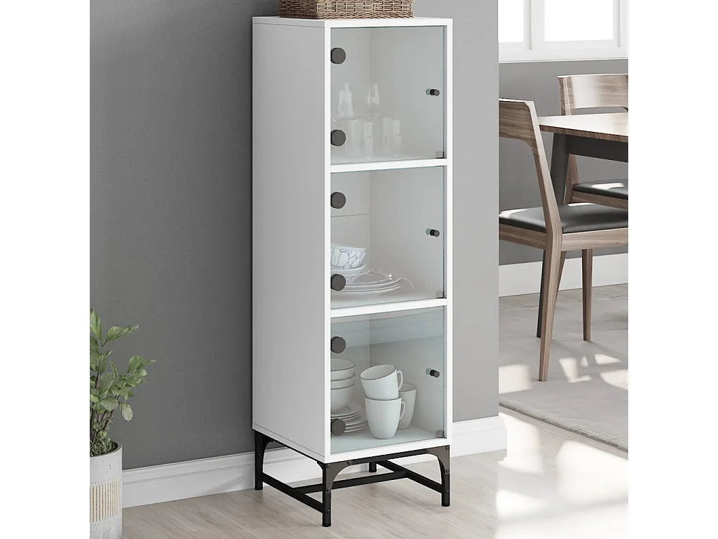 Aparador alto c/ portas de vidro 35x37x120 cm branco PT511107