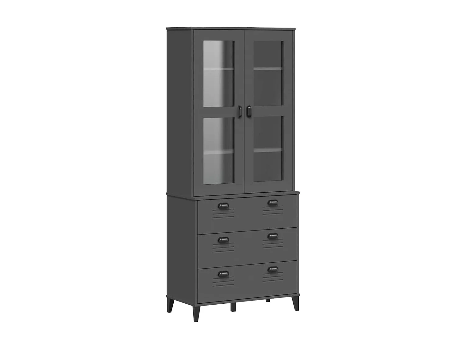 Hoge kast VIKEN 80x40x190 cm massief grenenhout antracietgrijs BE438089