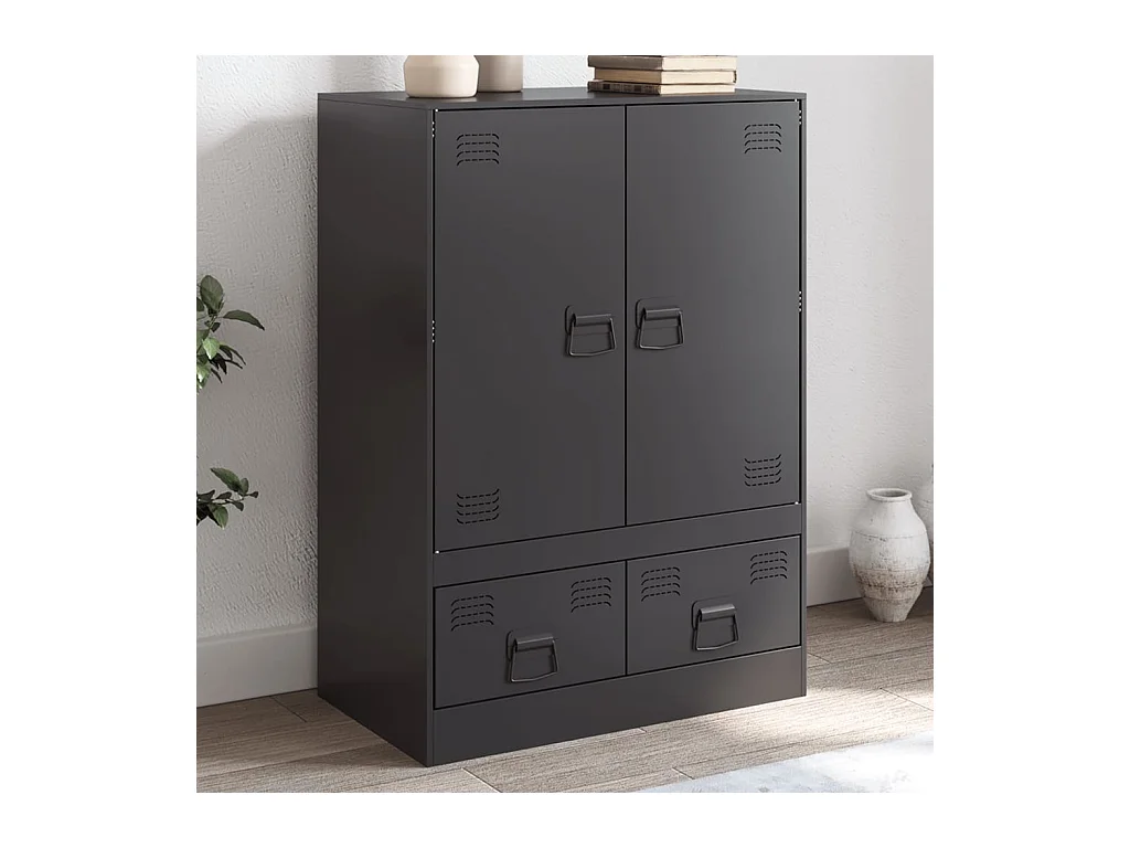 Buffet haut noir 67x39x95 cm acier FR67974