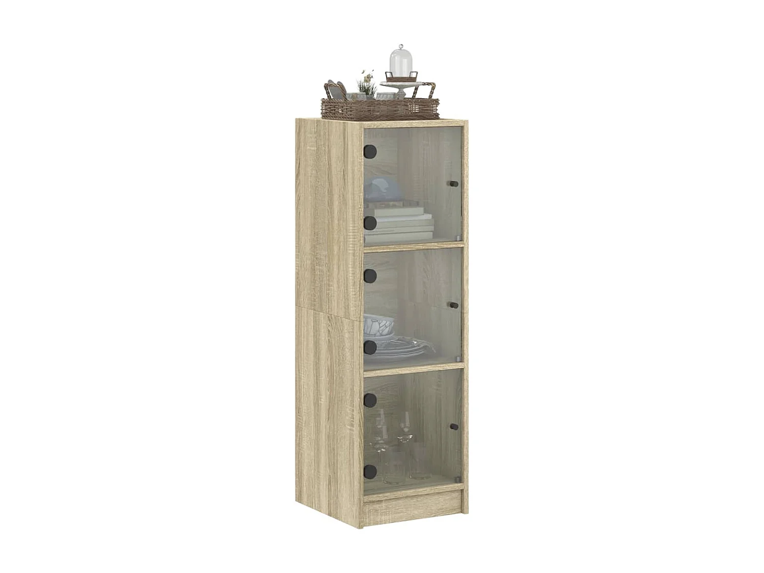 Buffet haut avec portes en verre chêne sonoma 35x37x109 cm FR47011