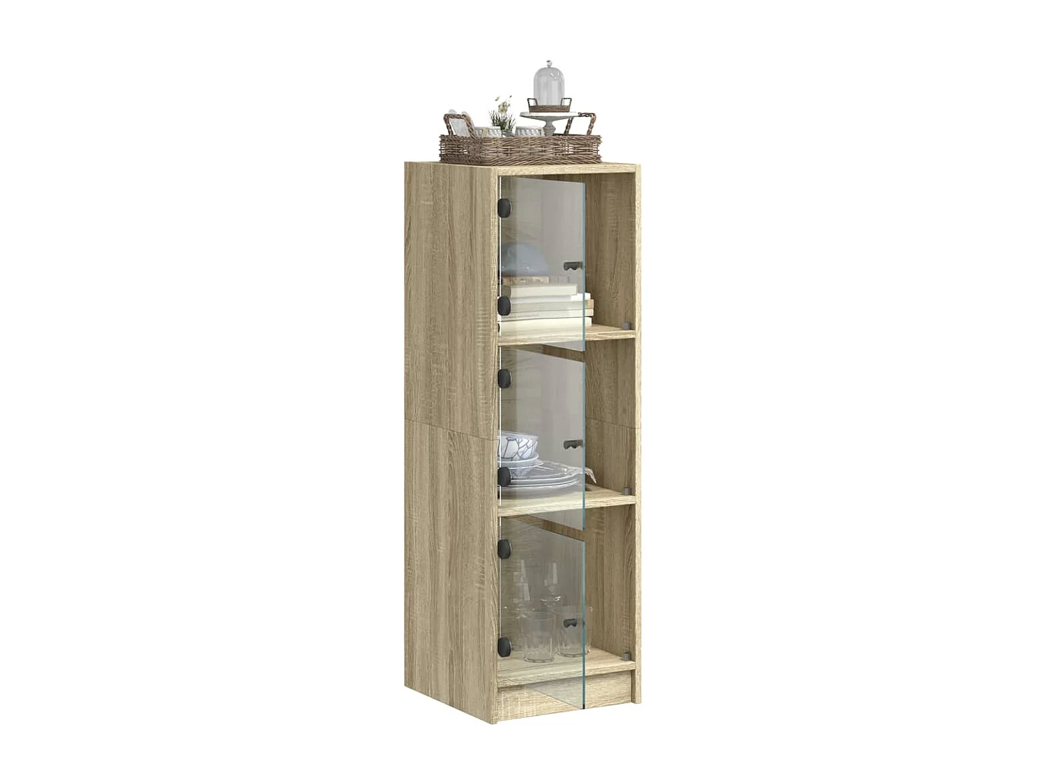 Buffet haut avec portes en verre chêne sonoma 35x37x109 cm FR47011