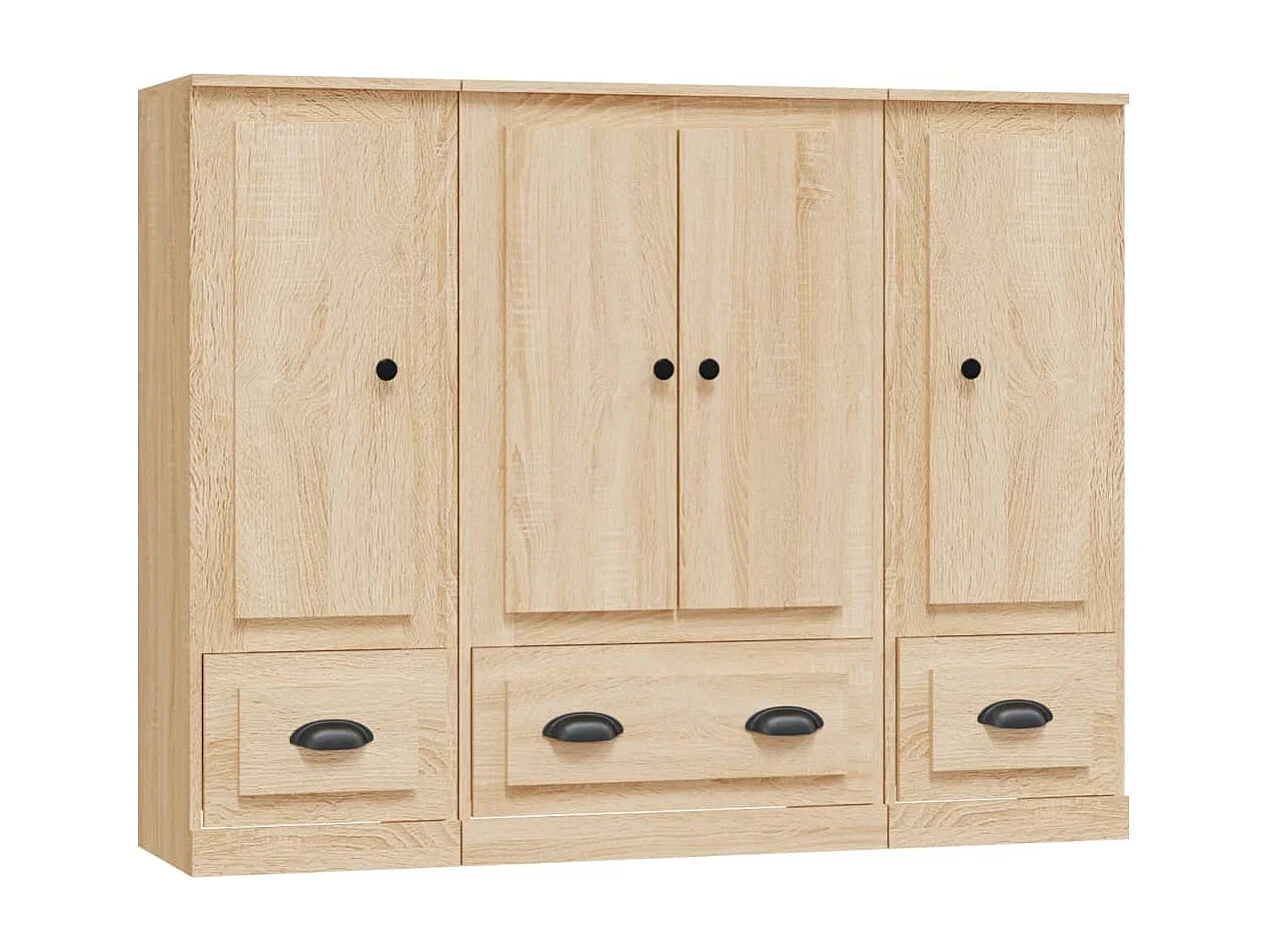 Hoge kasten 3 st bewerkt hout sonoma eikenkleurig BE907566