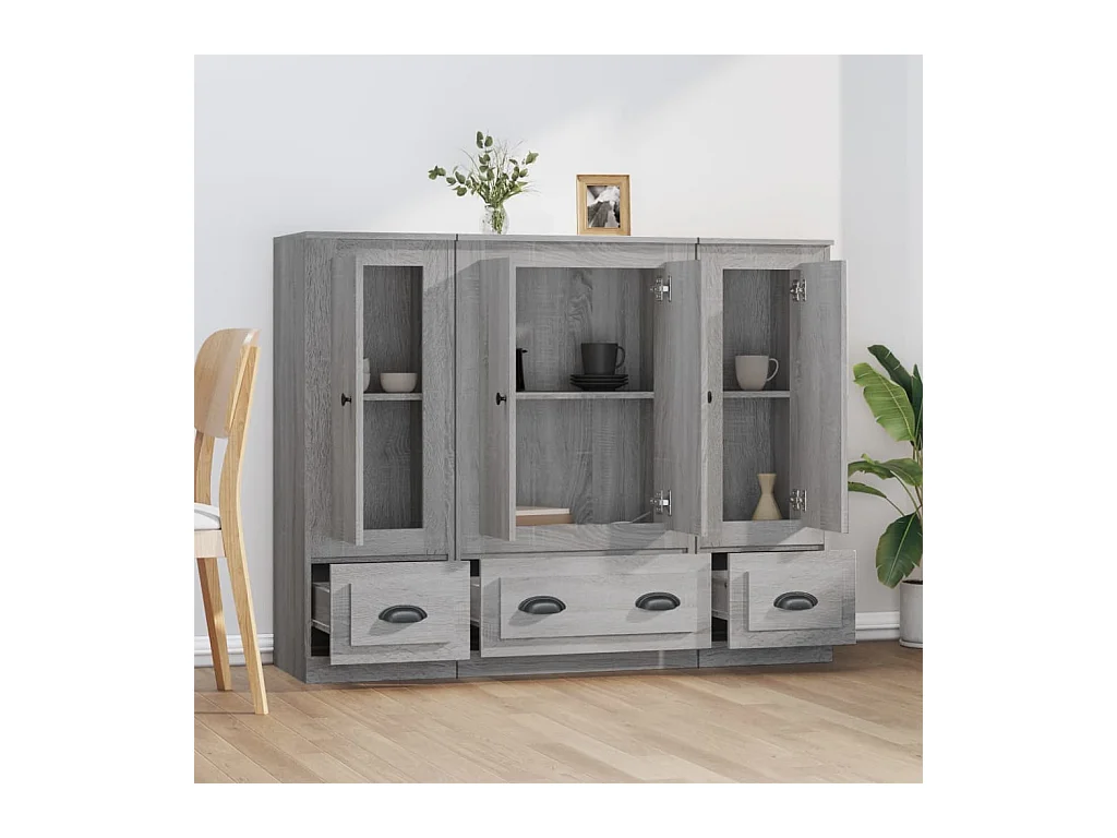 Buffets haut 3 pcs sonoma gris bois d'ingénierie FR39626