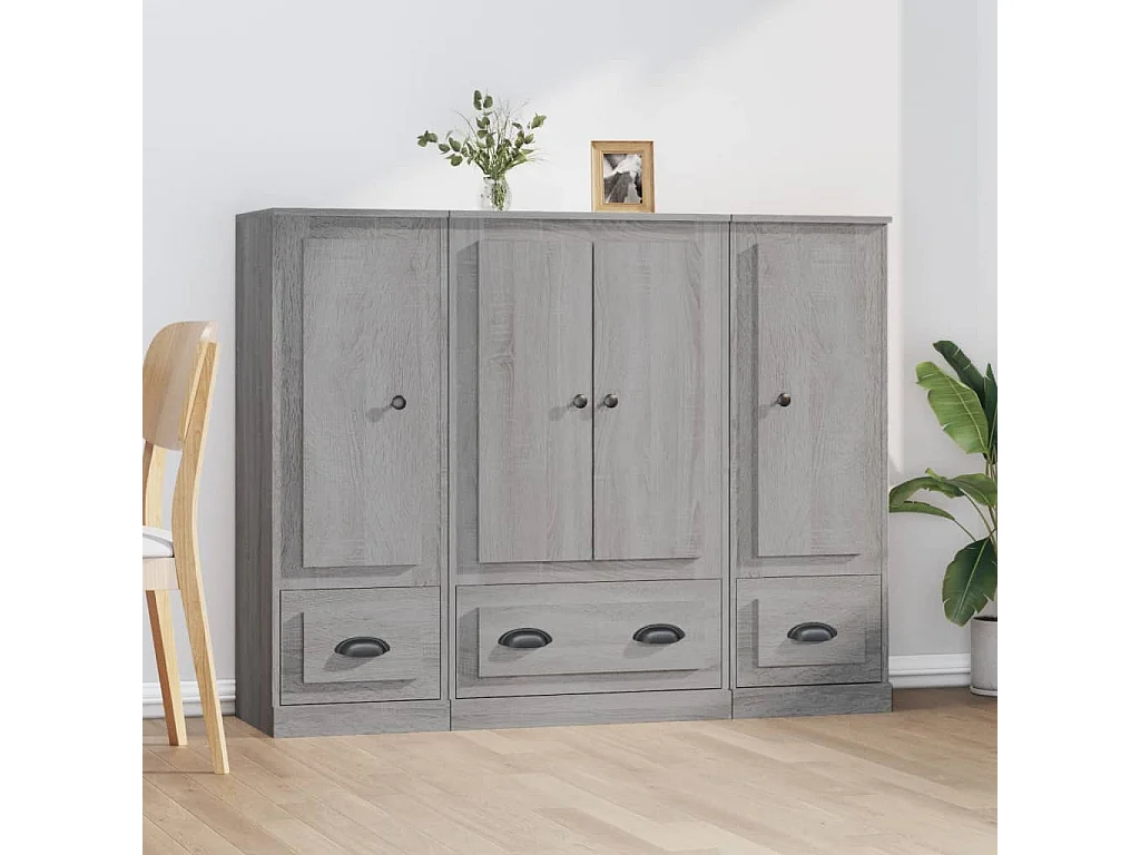 Buffets haut 3 pcs sonoma gris bois d'ingénierie FR39626