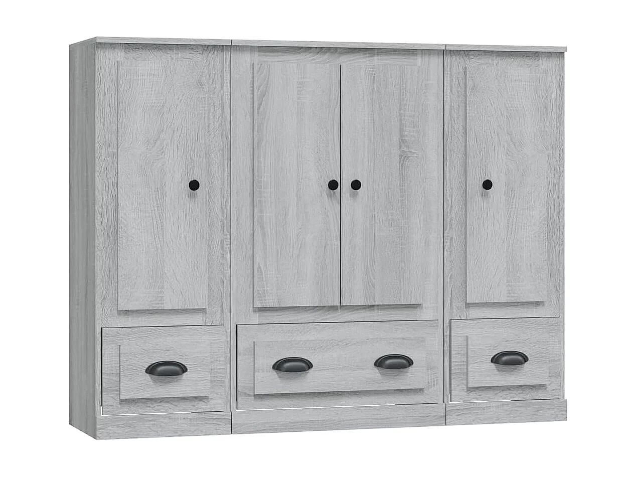 Buffets haut 3 pcs sonoma gris bois d'ingénierie FR39626