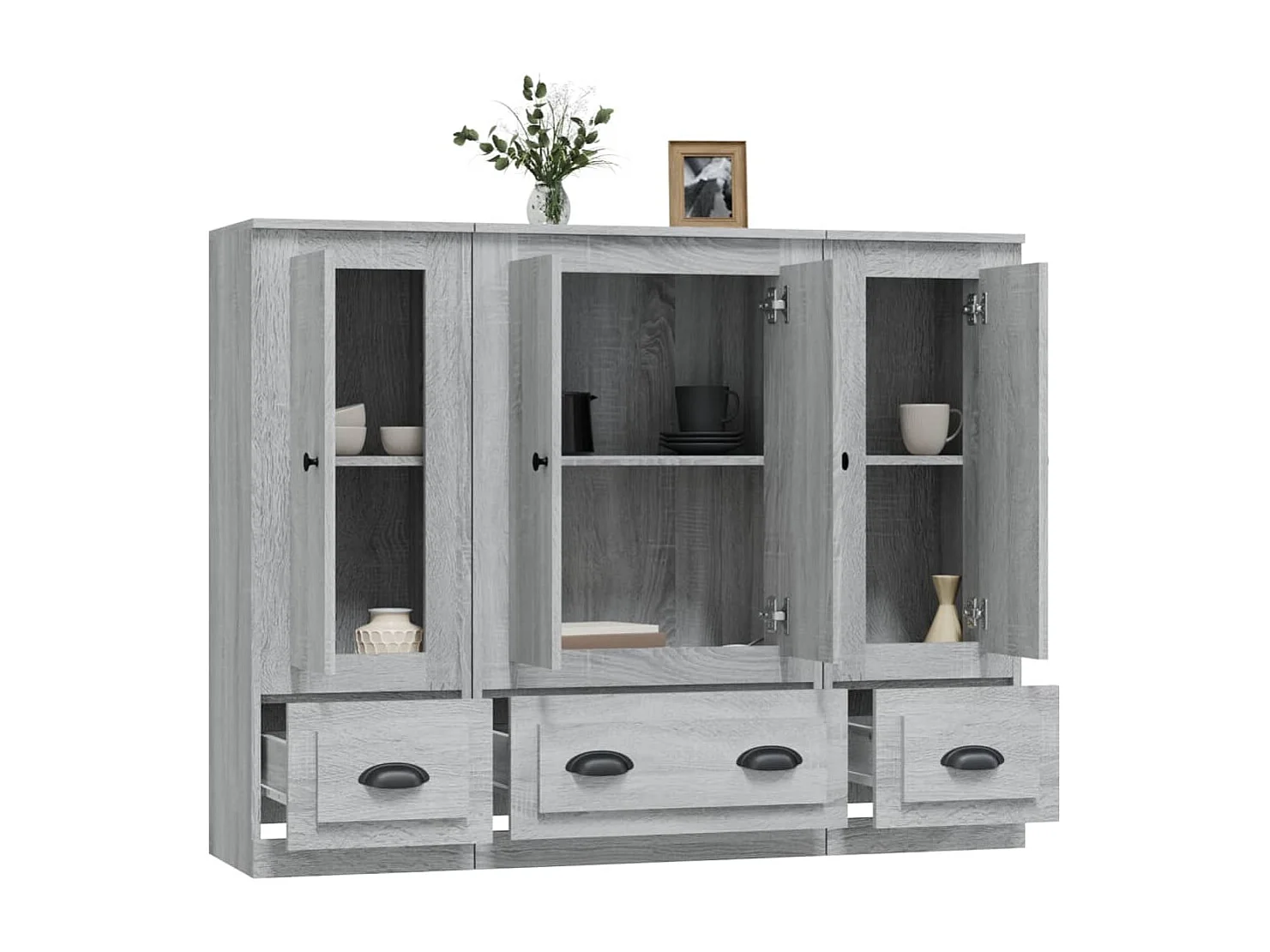 Buffets haut 3 pcs sonoma gris bois d'ingénierie FR39626