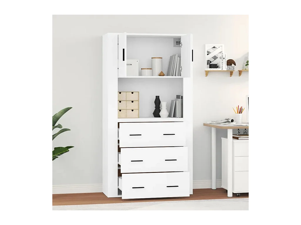Buffet haut Blanc Bois d'ingénierie FR96855