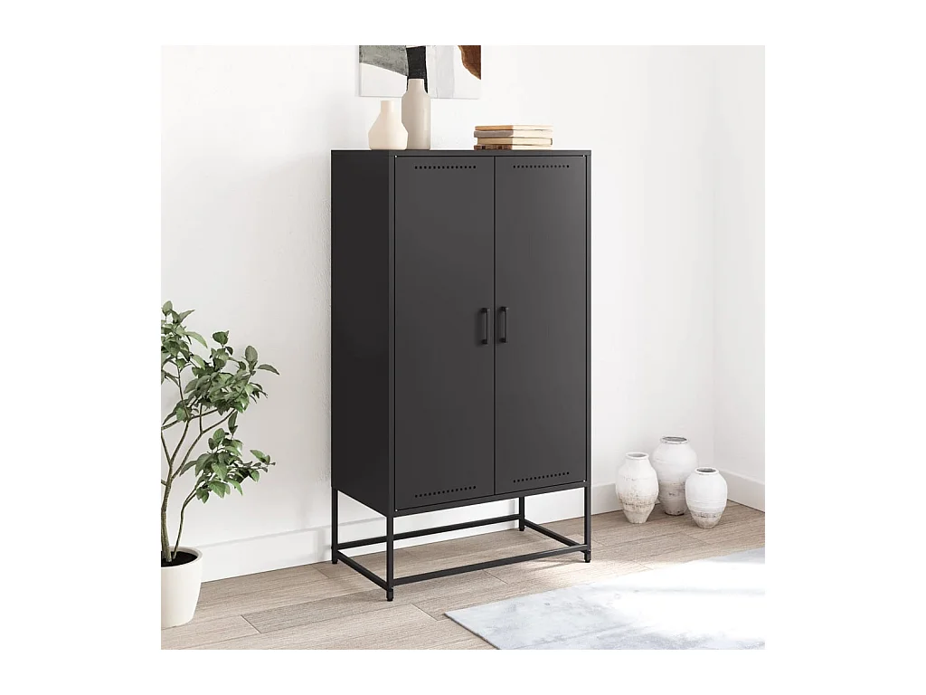 Buffet haut noir 68,5x38,5x123,5 cm acier FR25015