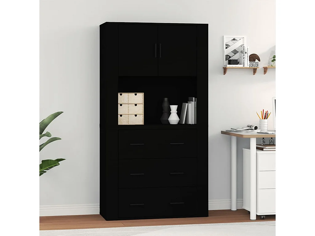 Buffet haut Noir Bois d'ingénierie FR74212