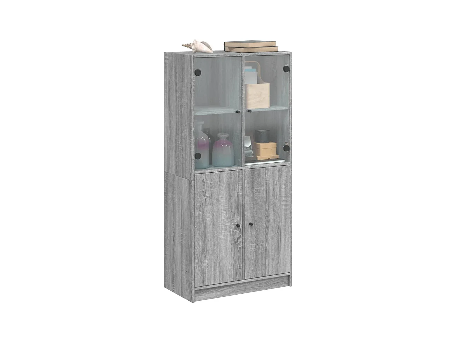 Buffet haut avec portes gris sonoma 68x37x142cm bois ingénierie FR93595