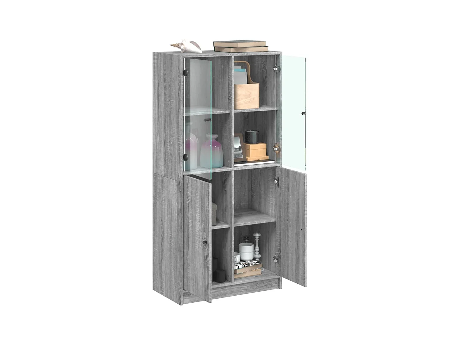 Buffet haut avec portes gris sonoma 68x37x142cm bois ingénierie FR93595