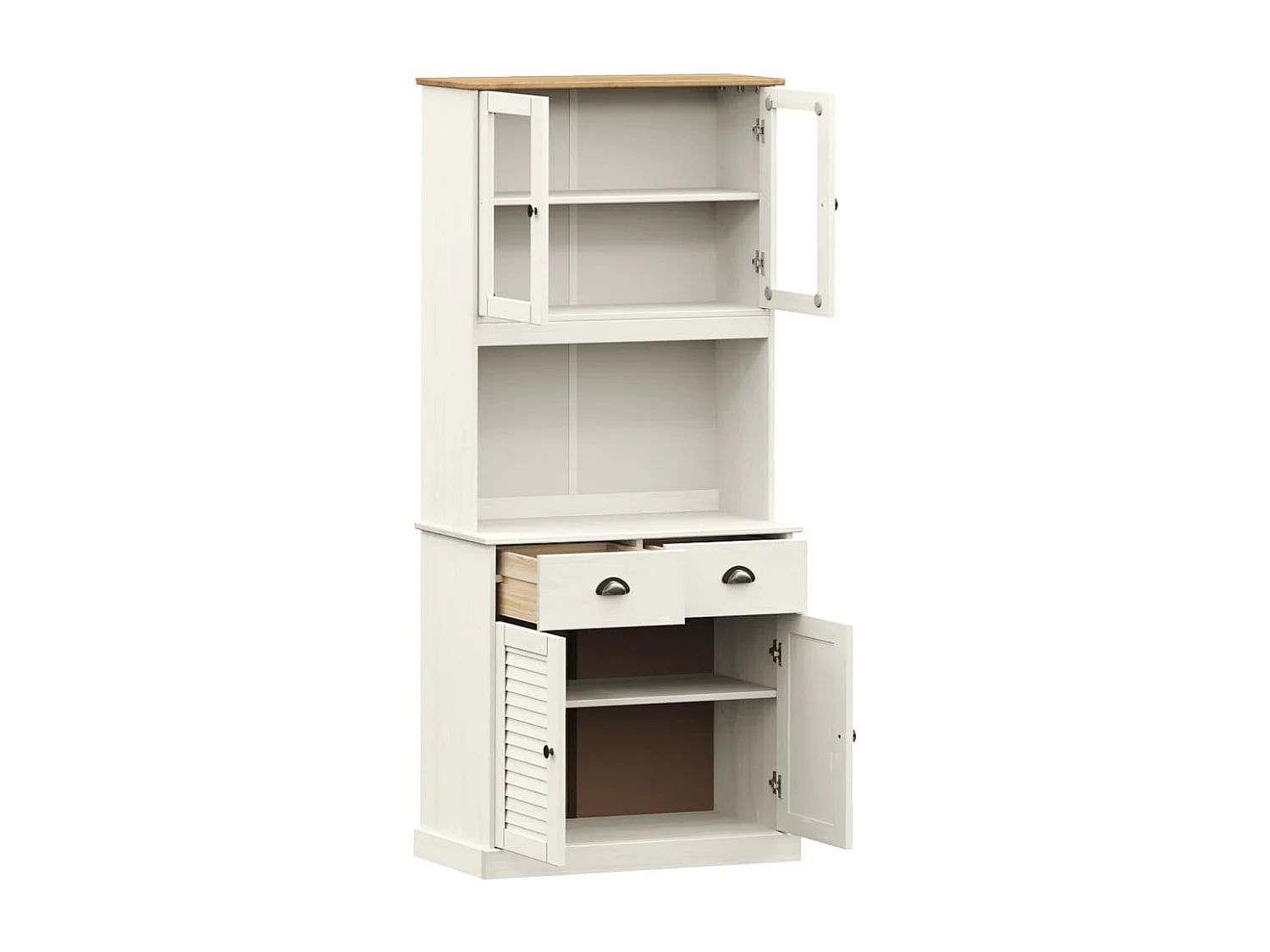 Buffet haut VIGO blanc 78x40x175 cm bois massif de pin FR94108