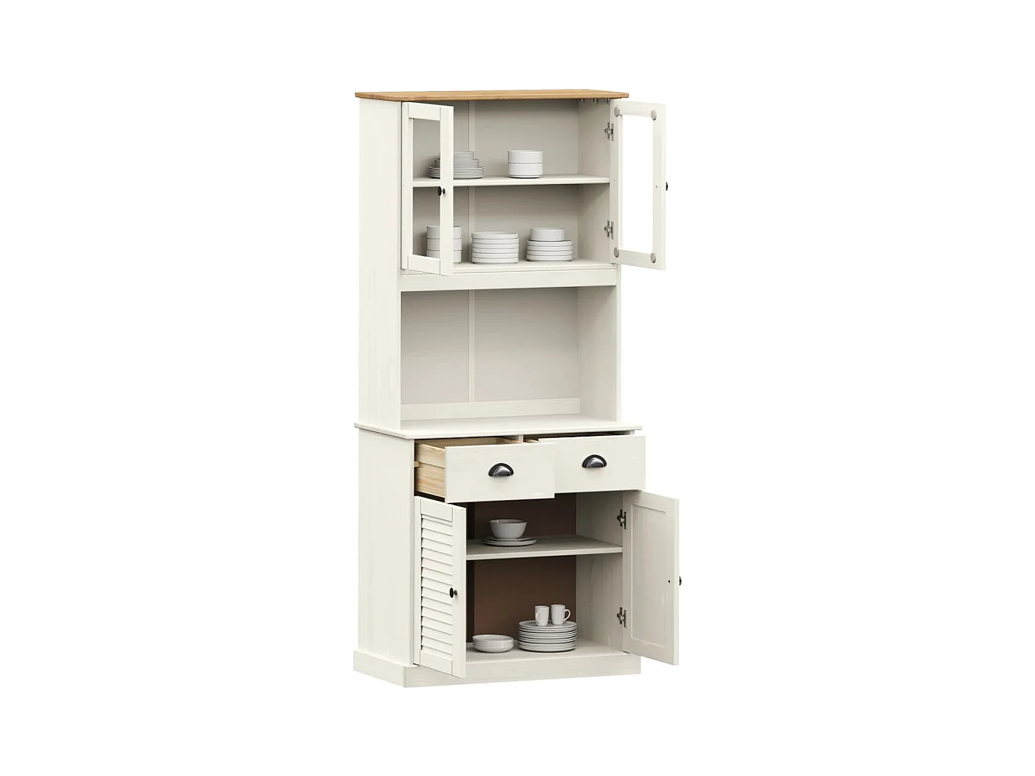Buffet haut VIGO blanc 78x40x175 cm bois massif de pin FR94108
