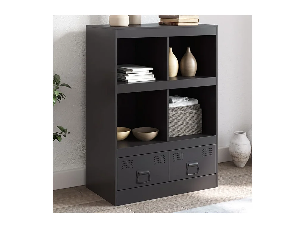 Buffet haut noir 67x39x95 cm acier FR95022