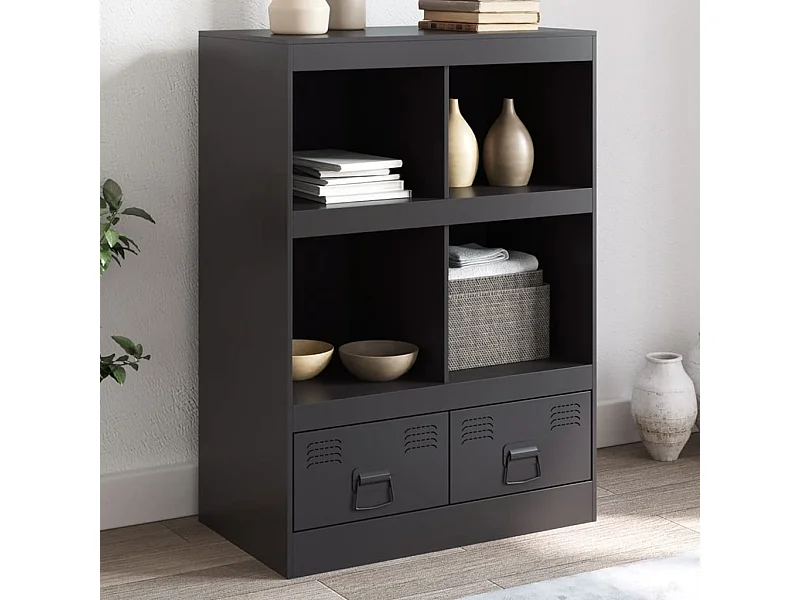 Buffet haut noir 67x39x95 cm acier FR95022