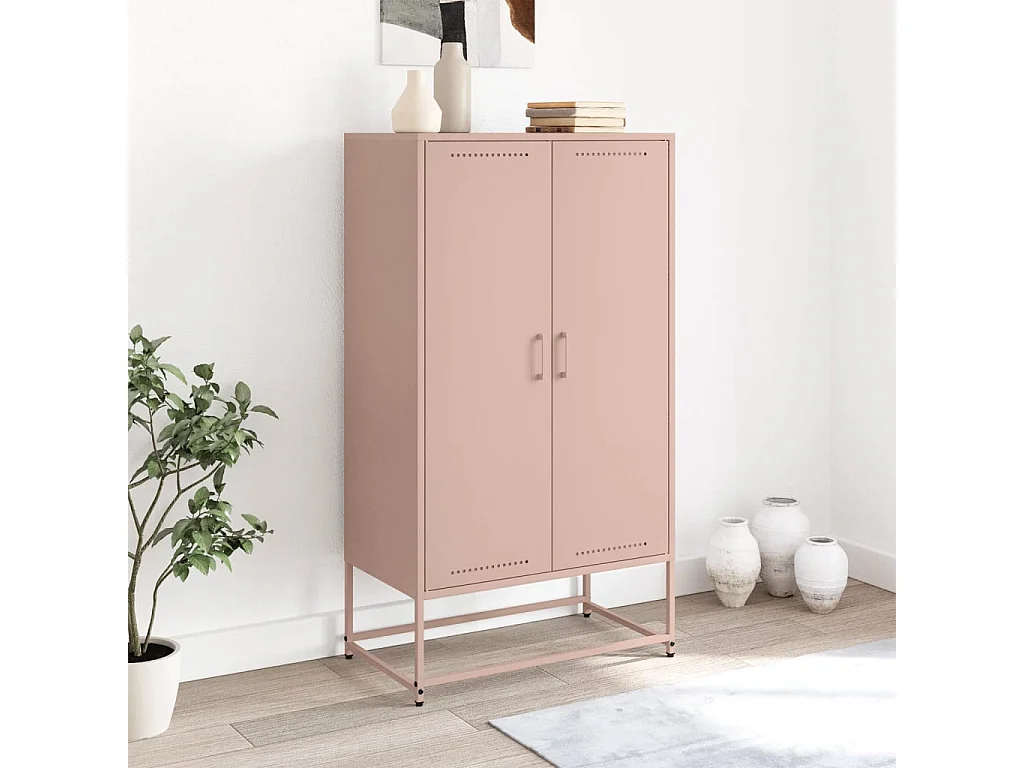 Aparador alto 68,5x38,5x123,5 cm aço rosa PT890249