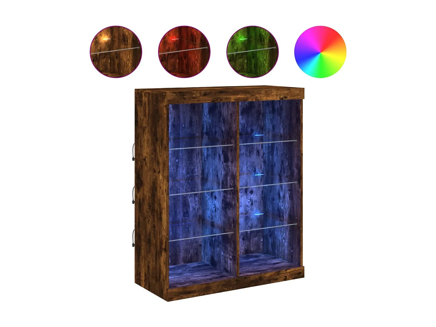 Aparador com luzes LED 81x37x100 cm carvalho fumado PT191328