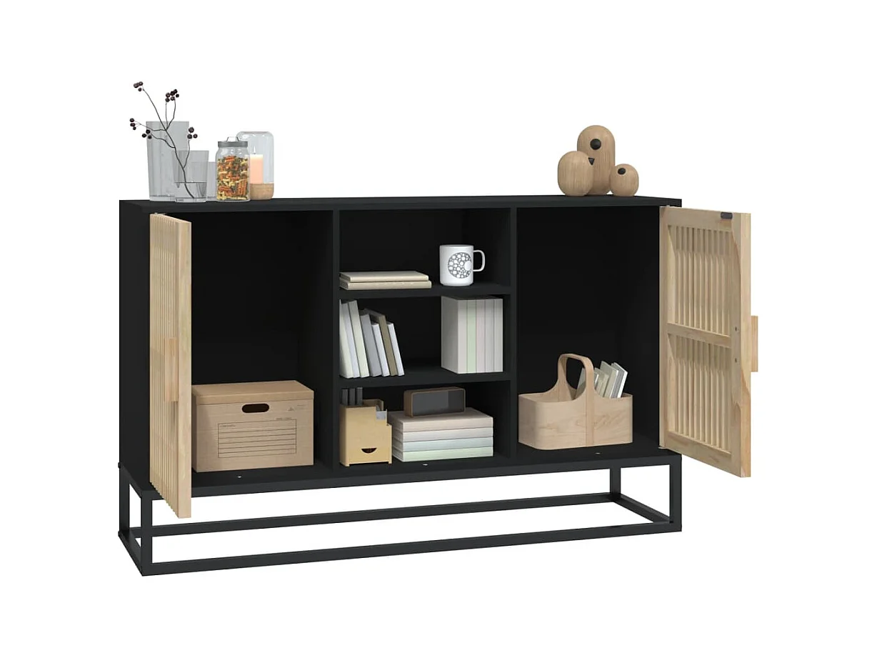 Dressoir 105x30x65 cm bewerkt hout zwart BE400778