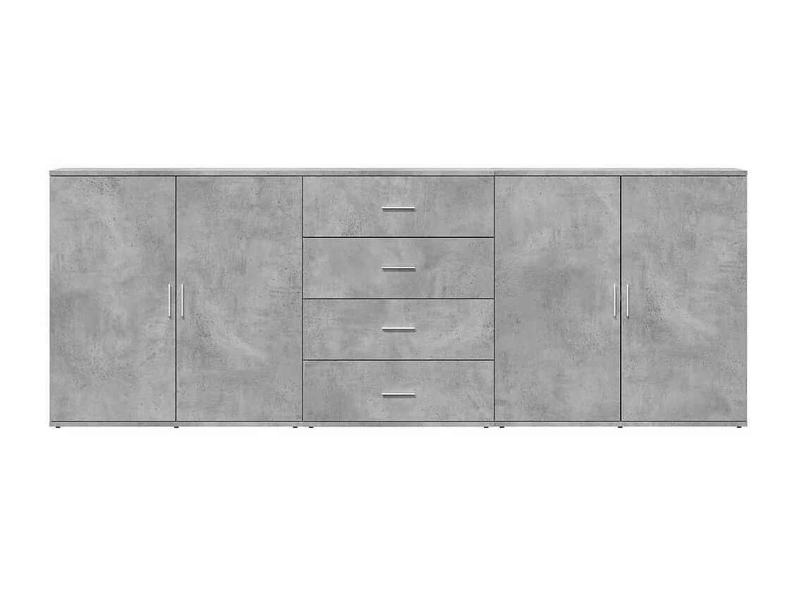 Buffets 3 pcs gris béton bois d'ingénierie FR23634
