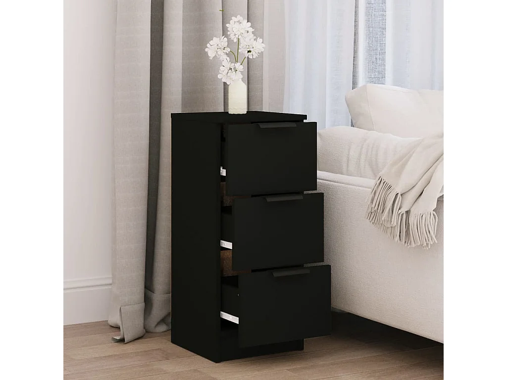 Buffet noir 30x30x70 cm bois d'ingénierie FR32773