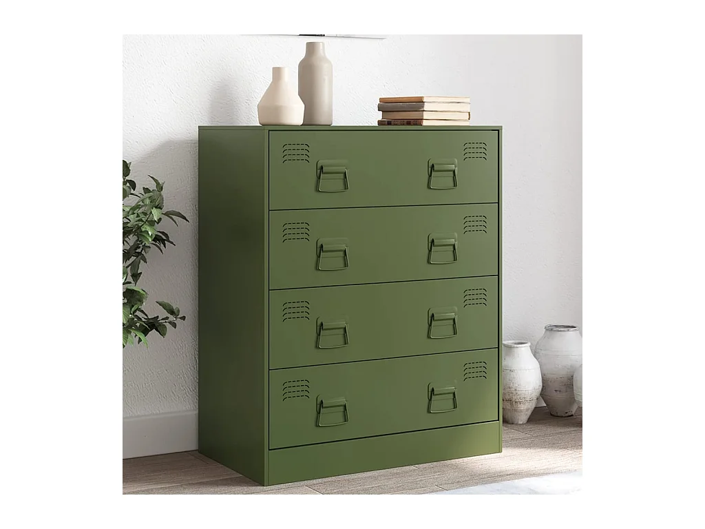 Aparador de acero verde oliva 67x39x83 cm ES221110