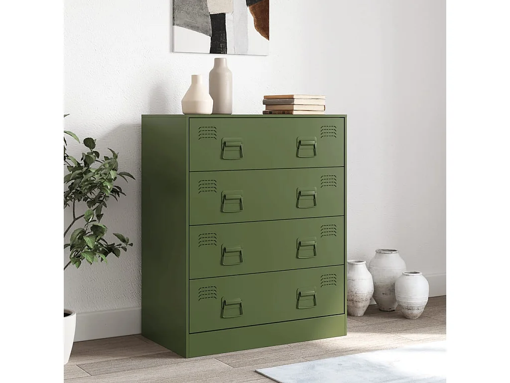 Buffet vert olive 67x39x83 cm acier FR54003