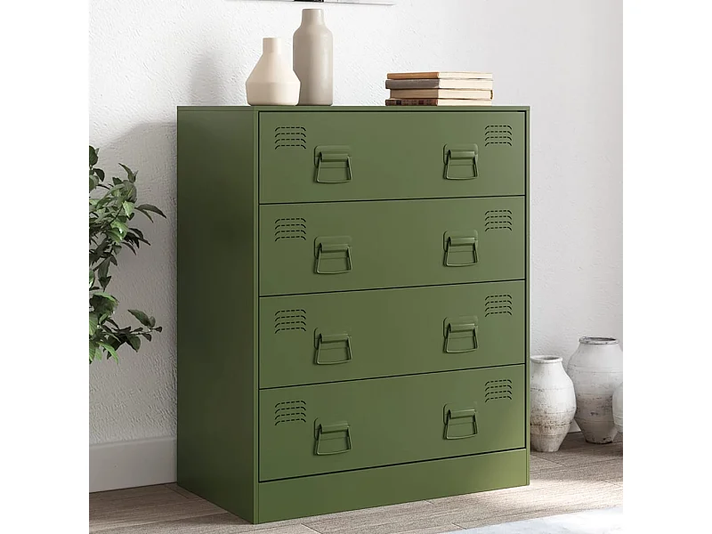 Aparador de acero verde oliva 67x39x83 cm ES221110