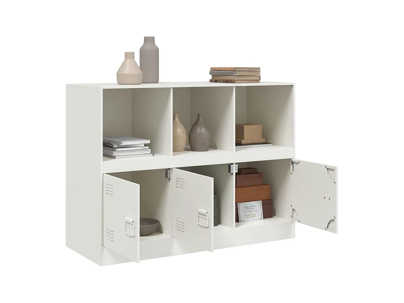 Buffet blanc 99x39x73 cm acier FR80197