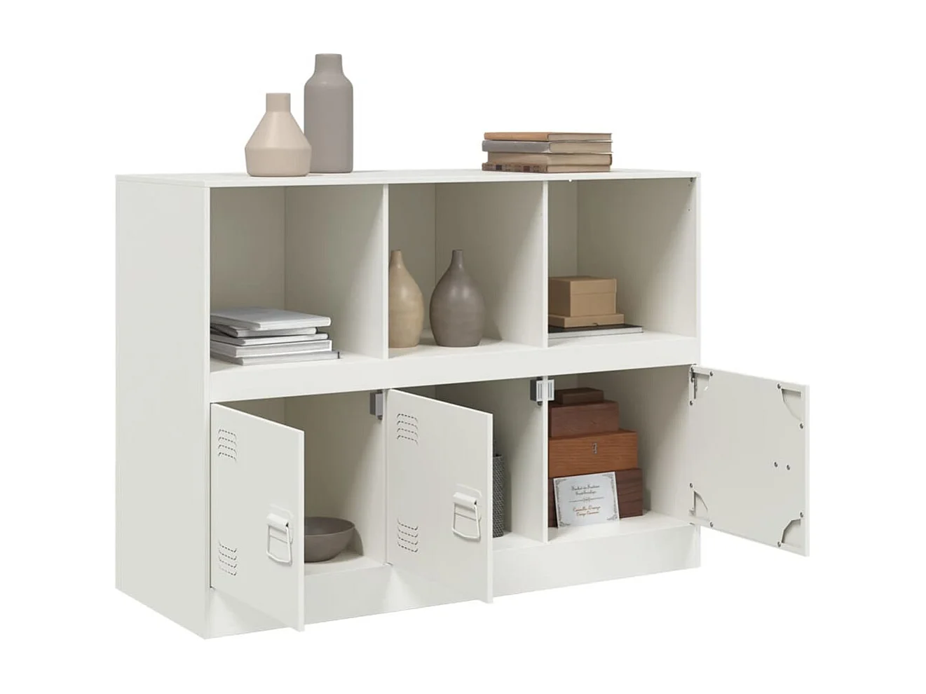 Buffet blanc 99x39x73 cm acier FR80197