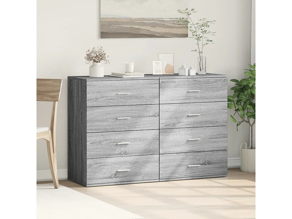 Buffets 2 pcs sonoma gris 60x39x80 cm bois d'ingénierie FR71558