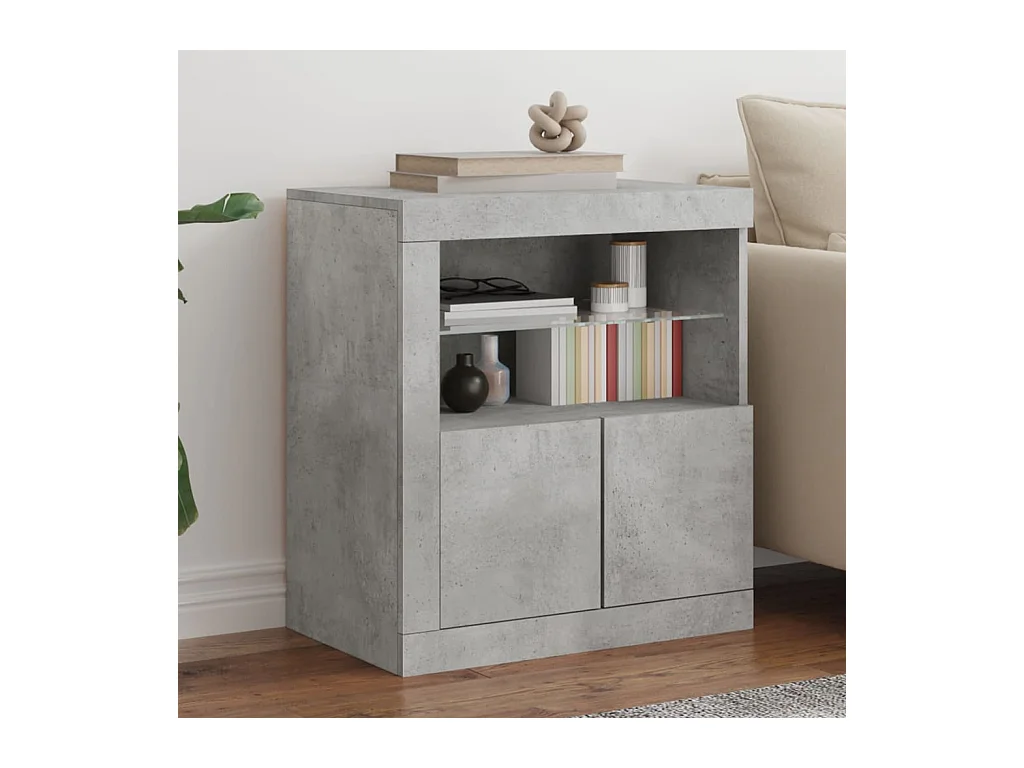 Buffet avec lumières LED gris béton 60,5x37x67 cm FR33717