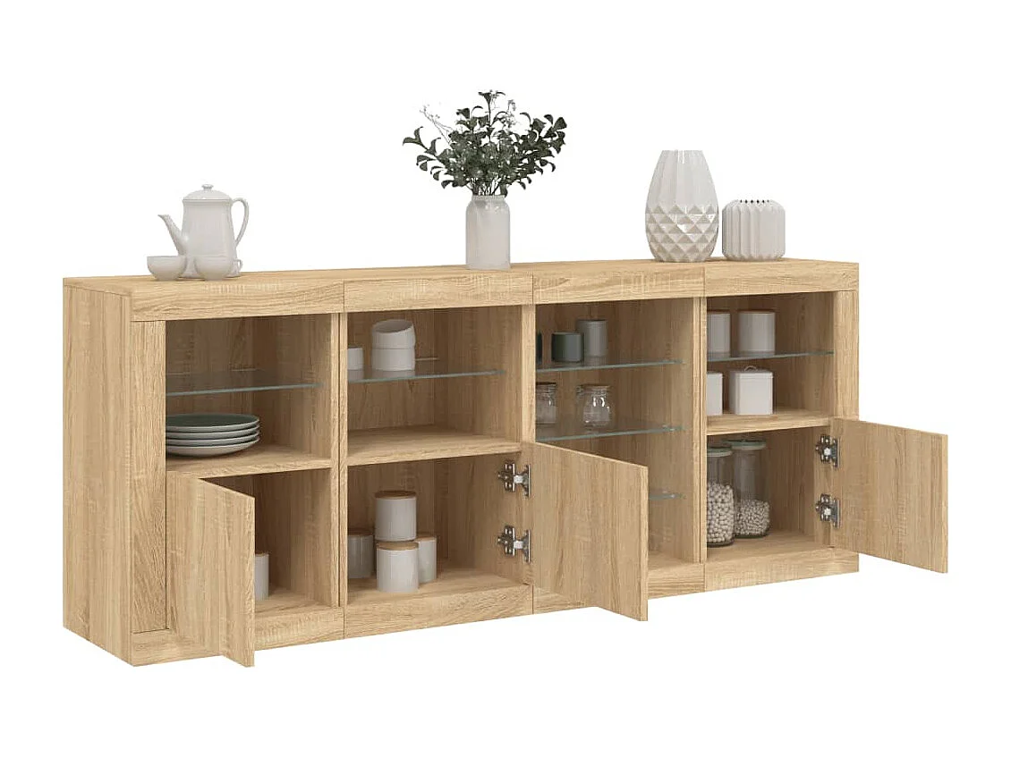 Buffet avec lumières LED chêne sonoma 164x37x67 cm FR77540
