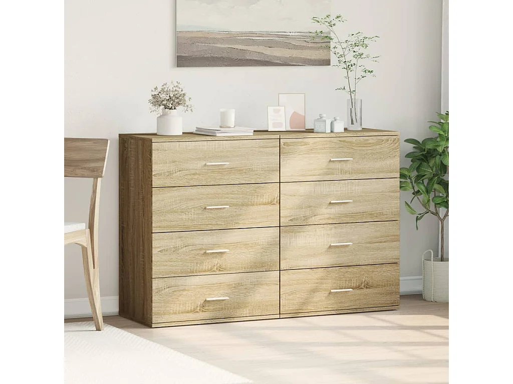 Dressoirs 2 st 60x39x80 cm bewerkt hout sonoma eikenkleurig BE518131