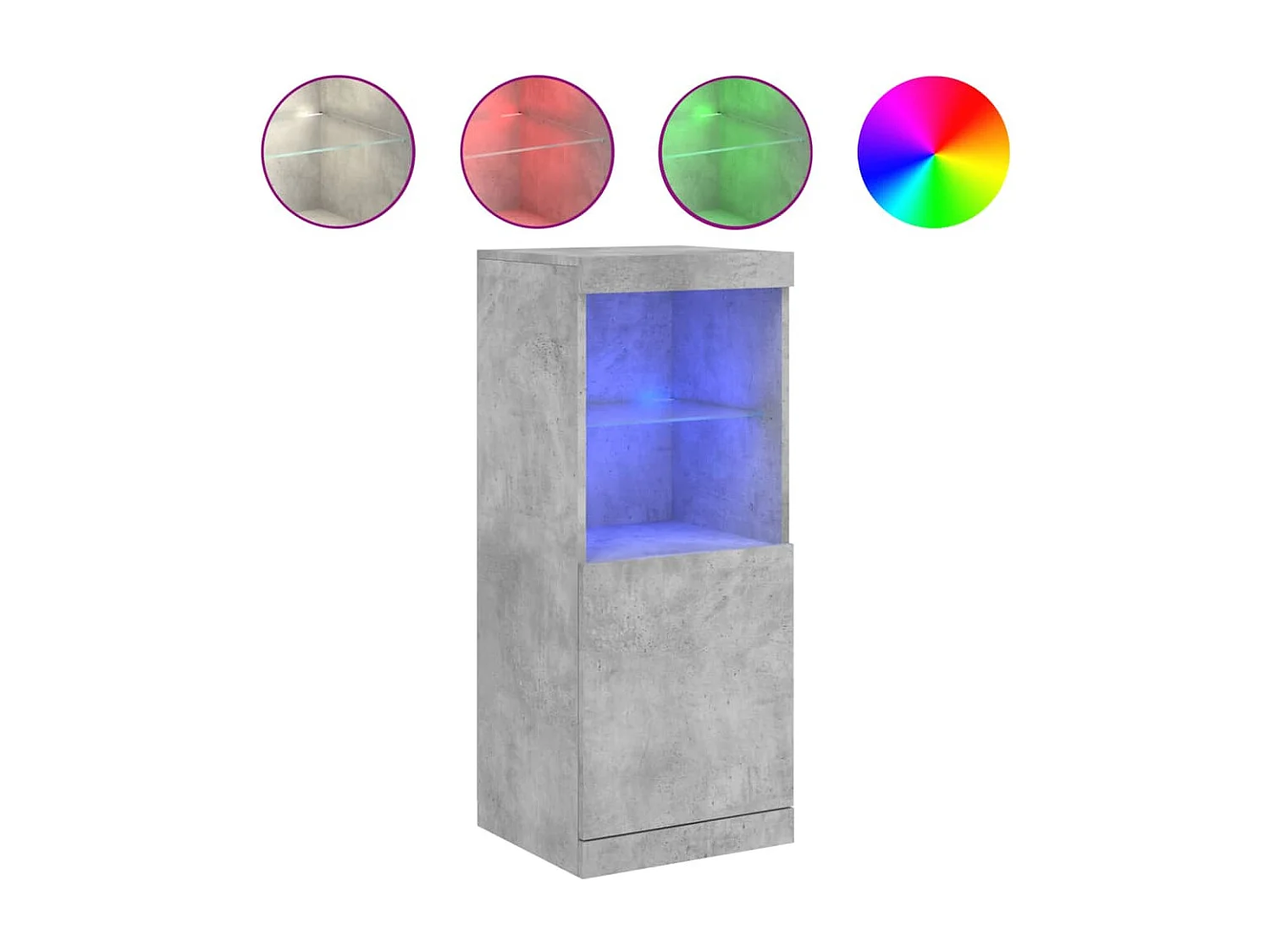 Buffet avec lumières LED gris béton 41x37x100 cm FR34212