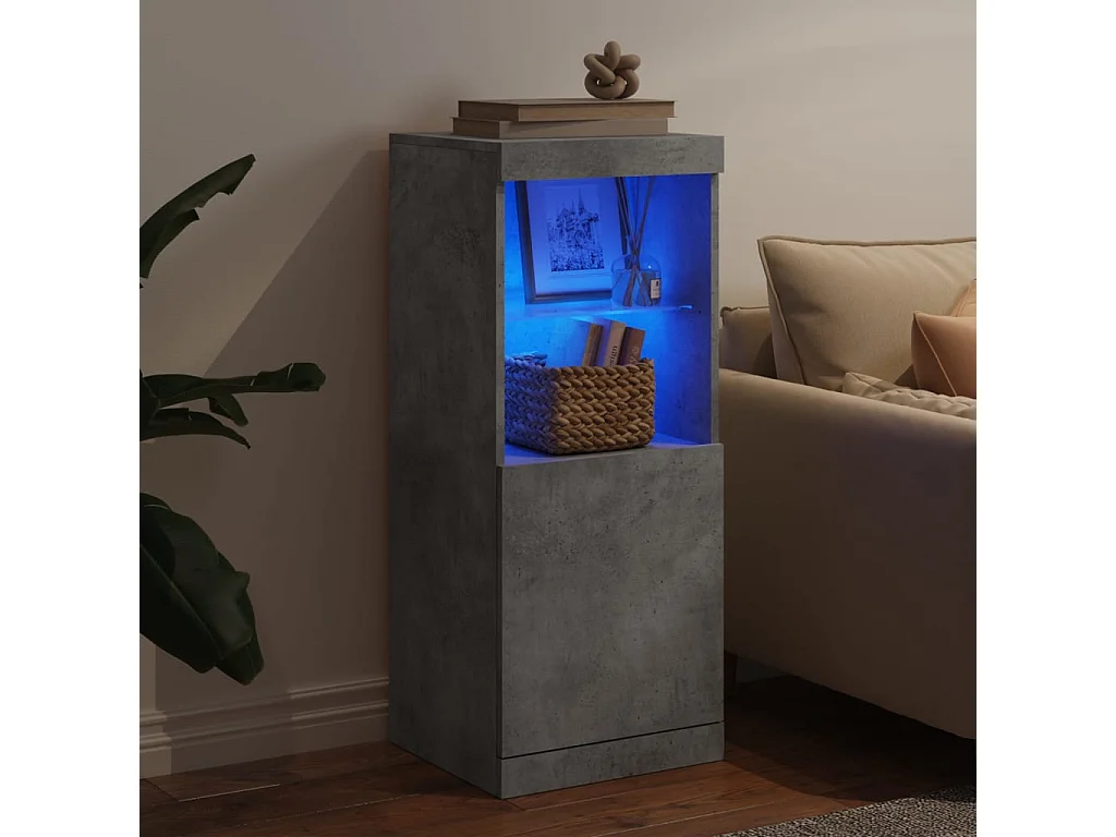 Buffet avec lumières LED gris béton 41x37x100 cm FR34212