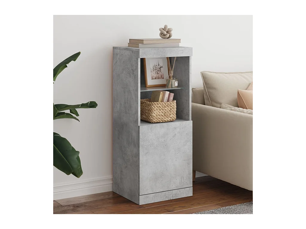 Buffet avec lumières LED gris béton 41x37x100 cm FR34212