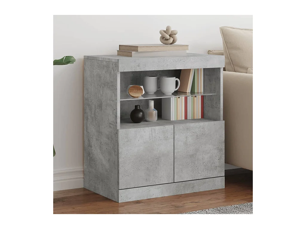 Buffet avec lumières LED gris béton 60x37x67 cm FR83013