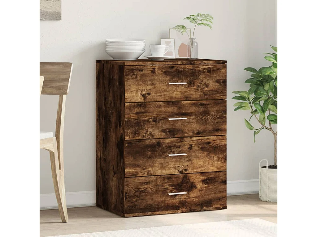 Aparador de madera de ingeniería roble ahumado 60x39x80 cm ES828241