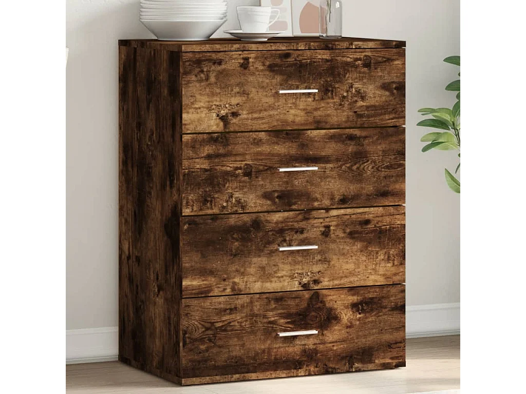 Dressoir 60x39x80 cm bewerkt hout gerookt eikenkleurig BE705113