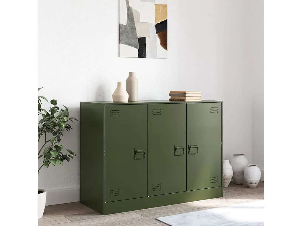 Buffet vert olive 99x39x73 cm acier FR59052