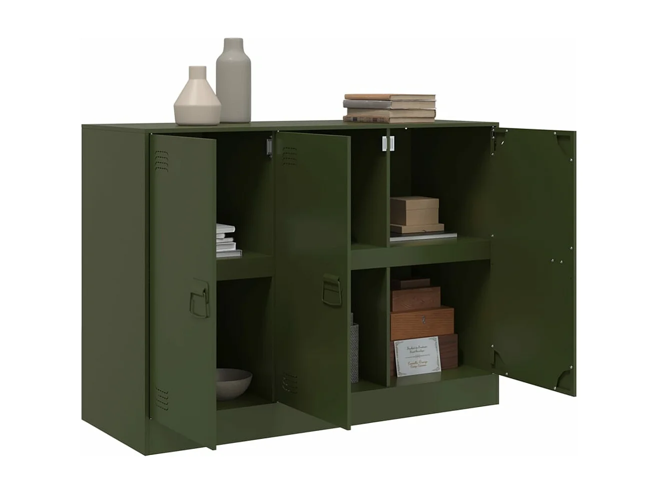 Buffet vert olive 99x39x73 cm acier FR59052