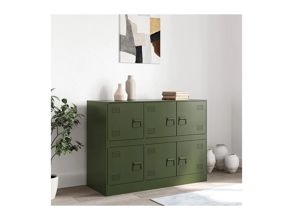 Buffet vert olive 99x39x73 cm acier FR45532