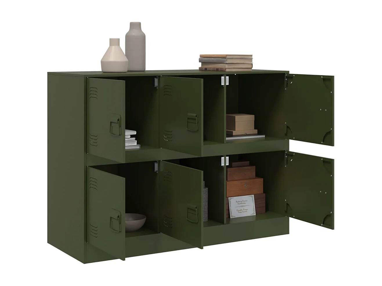 Buffet vert olive 99x39x73 cm acier FR45532