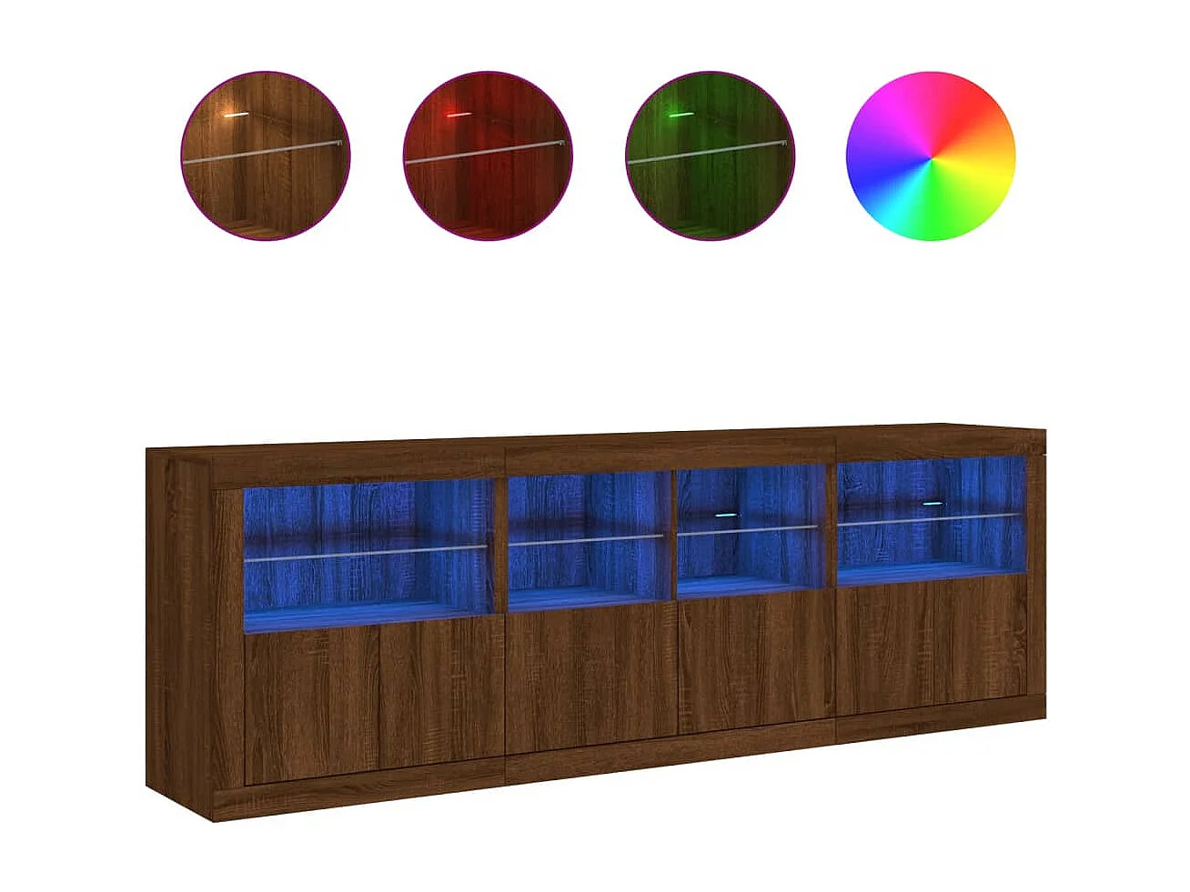 Buffet avec lumières LED chêne marron 202x37x67 cm FR21461