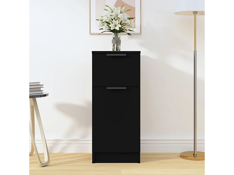 Buffet noir 30x30x70 cm bois d'ingénierie FR95056