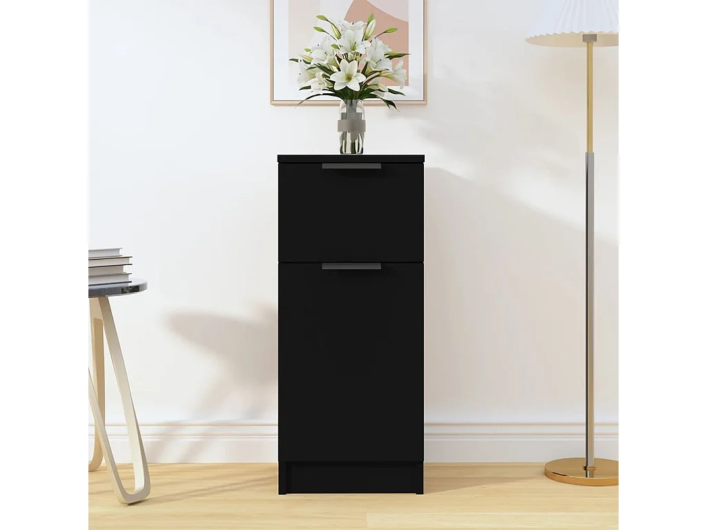 Buffet noir 30x30x70 cm bois d'ingénierie FR95056