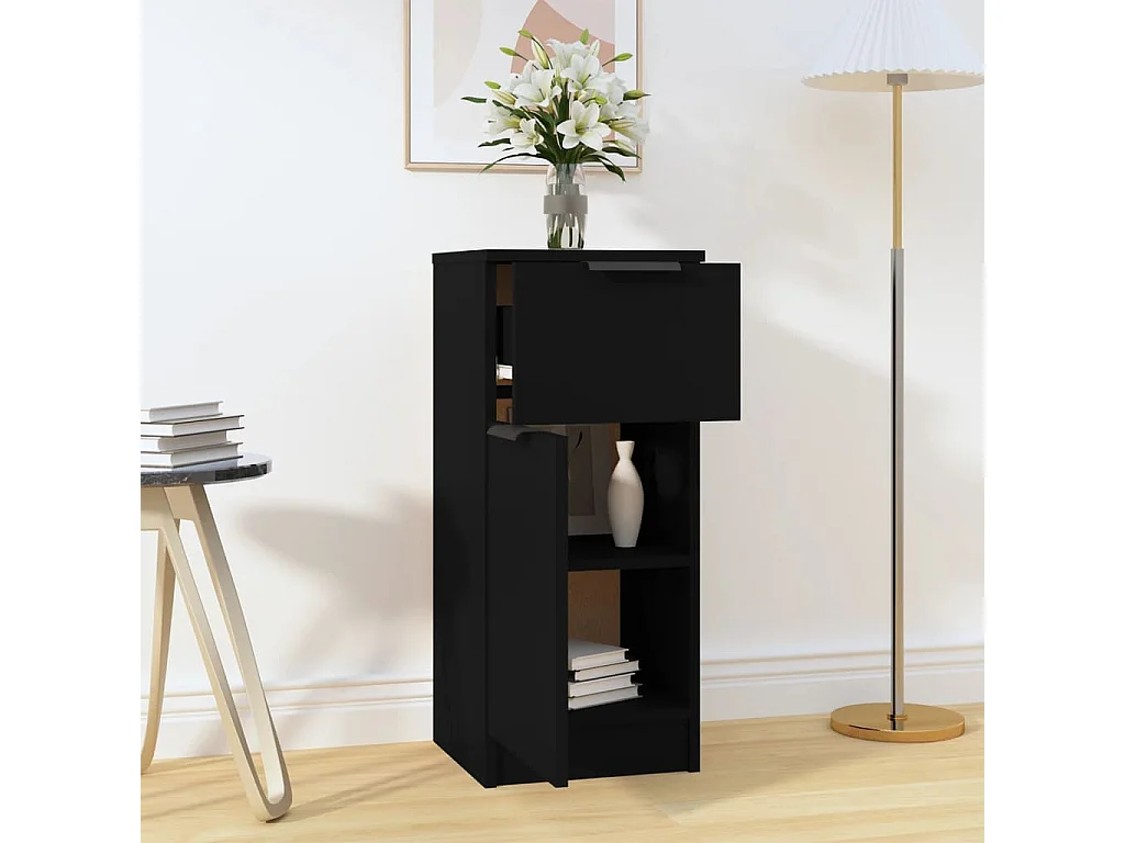 Buffet noir 30x30x70 cm bois d'ingénierie FR95056