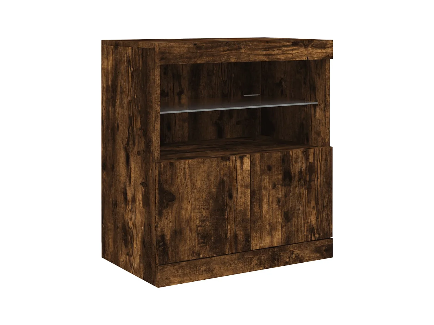 Buffet avec lumières LED chêne fumé 60x37x67 cm FR11040