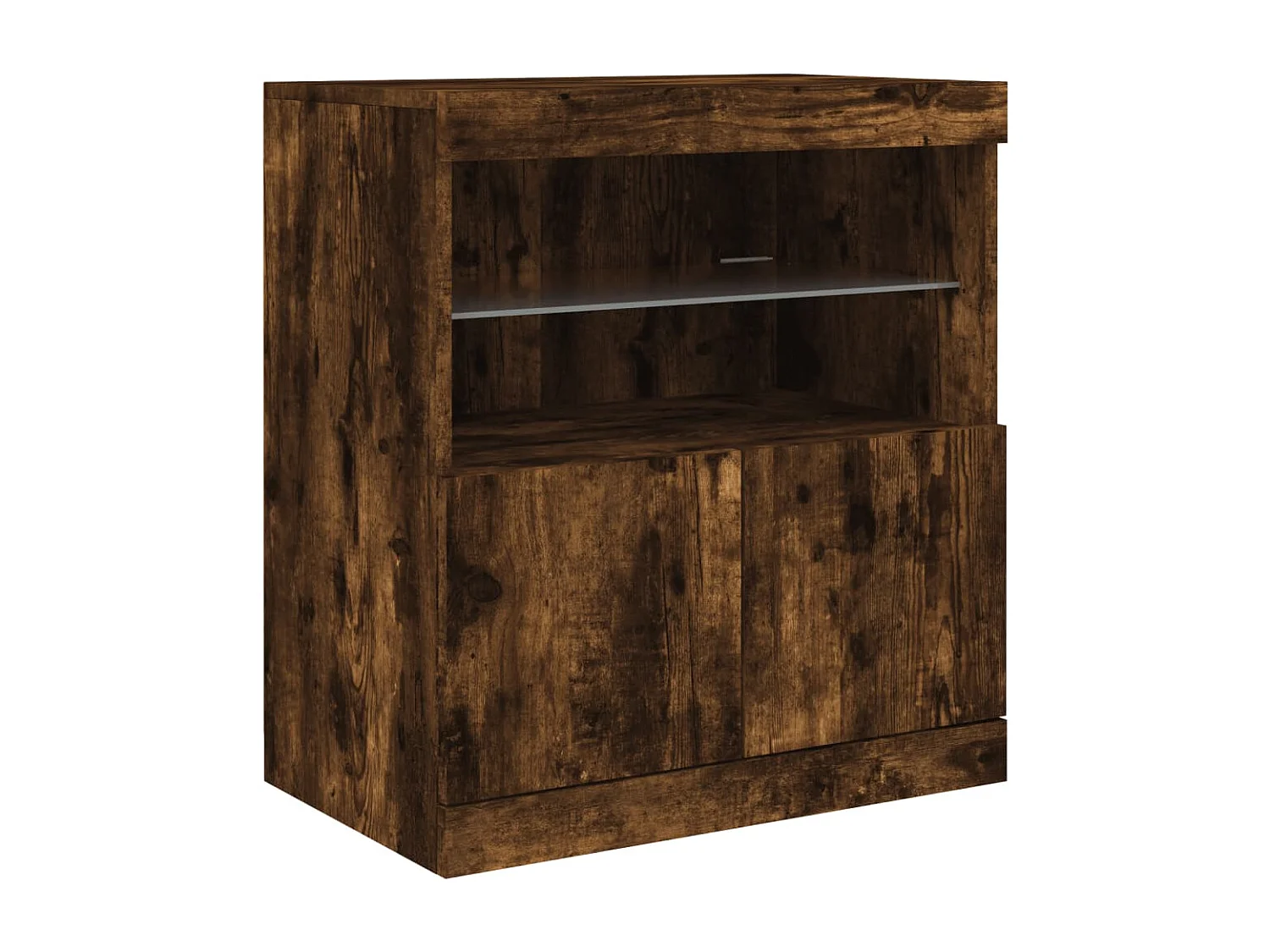 Buffet avec lumières LED chêne fumé 60x37x67 cm FR11040