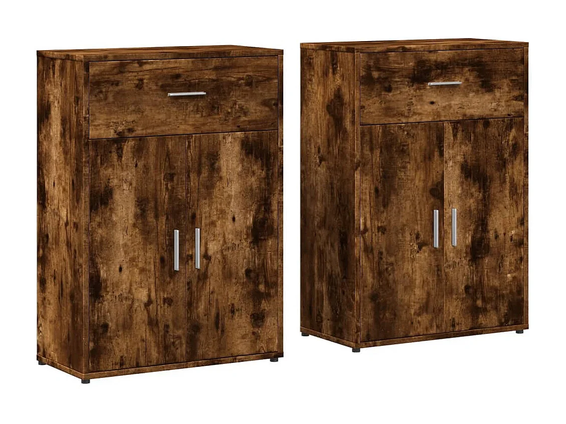 Aparadores 2 pcs 60x30x84 cm derivados madeira carvalho fumado PT350073